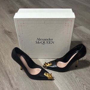 Alexander McQueen Black and Gold Heels